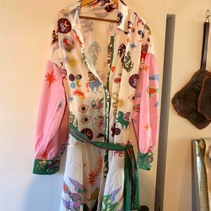 Colorful Patterned Dress with Belt